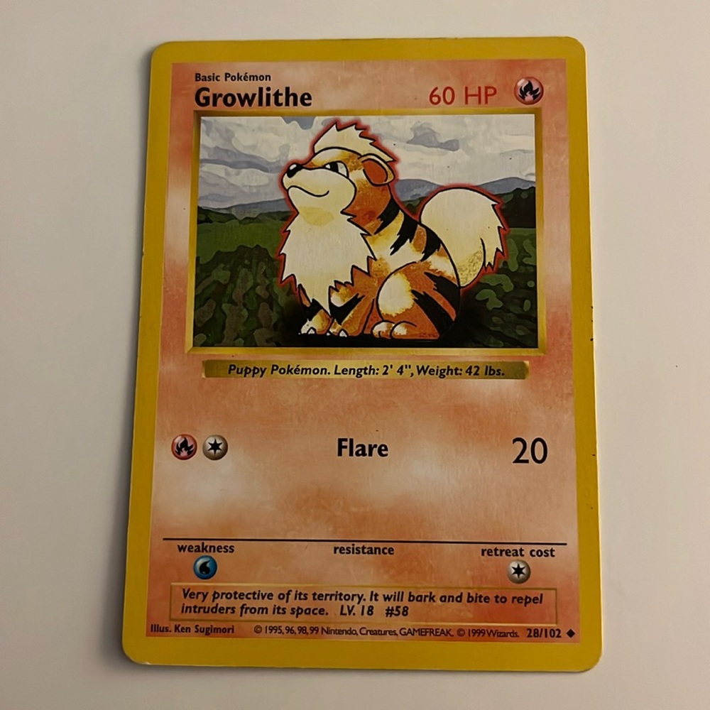 Growlithe Shadowless & Numel Pokemon Cards